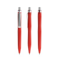 prodir QS20 Soft Touch PRS Push ballpoint pen, Red-Silver satin finish