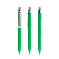 prodir QS20 Soft Touch PRS Push ballpoint pen, Bright Green-Silver satin finish