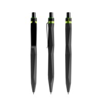 prodir QS20 Soft Touch PRS Push ballpoint pen, Black-Black-Yellow Green