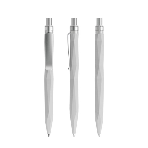prodir QS20 Soft Touch PRS Push pen, Betongrijs-Silver satin finish prodir QS20 Soft Touch PRS Push pen, Betongrijs-Silver satin finish