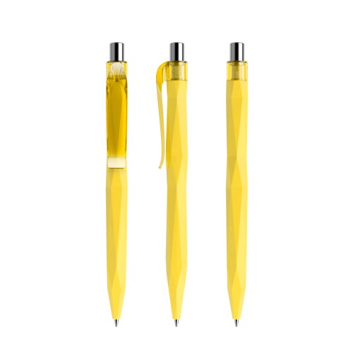 prodir QS20 Soft Touch PRT Push ballpoint pen, Lemon-Silver chrome finish
