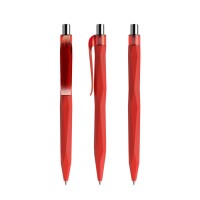 prodir QS20 Soft Touch PRT Push ballpoint pen, Red-Silver chrome finish