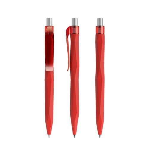 prodir QS20 Soft Touch PRT Push pen,  Rood-Silver satin finish