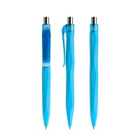 prodir QS20 Soft Touch PRT Push ballpoint pen, Cyan Blue-Silver chrome finish
