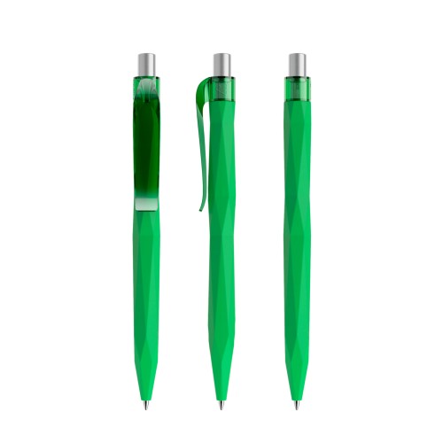 prodir QS20 Soft Touch PRT Push pen, Bright  Groen-Silver satin finish