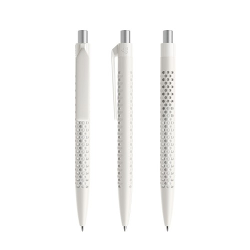 prodir QS40 PMP Push ballpoint pen, White-Silver satin finish