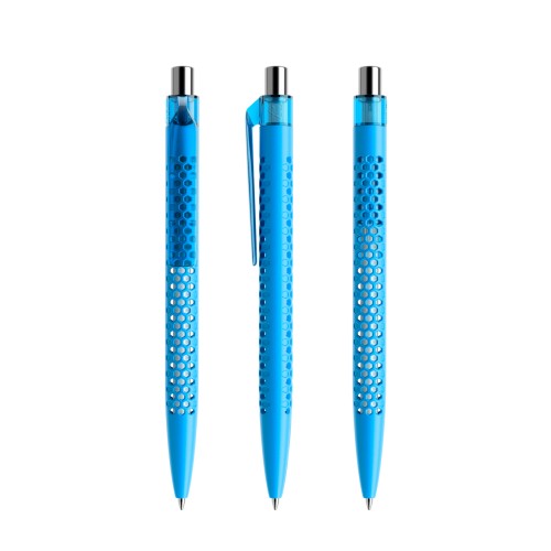 prodir QS40 PMT Push ballpoint pen, Cyan Blue-Silver chrome finish