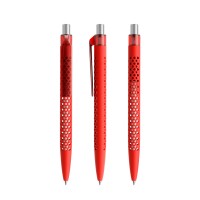 prodir QS40 Soft Touch PRT Push ballpoint pen, Red-Silver satin finish