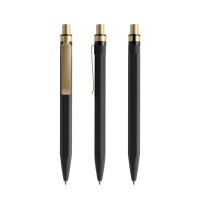 prodir QS50 Soft Touch PRS Push ballpoint pen, Black-Gold satin finish