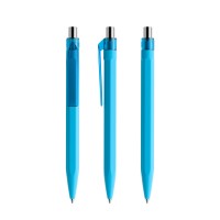 prodir QS50 Soft Touch PRT Push ballpoint pen, Cyan Blue-Silver chrome finish