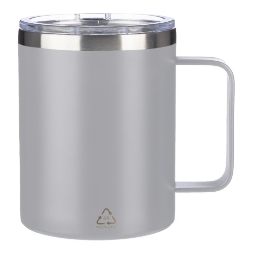 Gerecycled roestvrijstalen dubbelwandige to go mok (300 ml) Renate, grijs