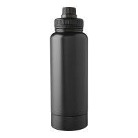 Stainless steel double-walled drinking bottle 1000 ml Nathaniel, black