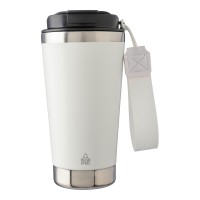 Gerecycled roestvrijstalen dubbelwandige drinkbeker 500 ml Kayla, wit