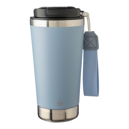 Doppelwandiger Trinkbecher aus recyceltem Edelstahl 500 ml Kayla, pastellblau