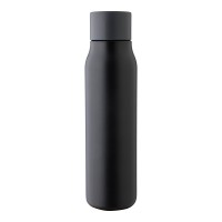 Doppelwandige Trinkflasche aus recyceltem Edelstahl (600 ml) Cassian, Schwarz