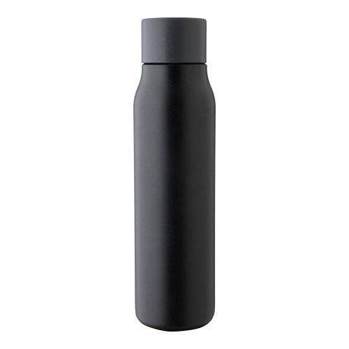 Doppelwandige Trinkflasche aus recyceltem Edelstahl (600 ml) Cassian, Schwarz