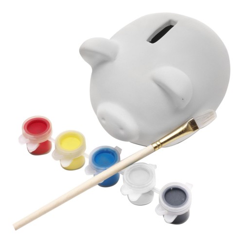 Plaster piggy bank Monika, white