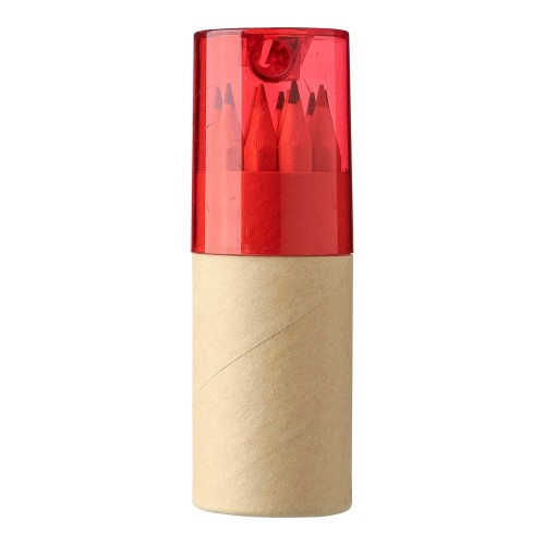 ABS and cardboard tube with pencils Terrence, red