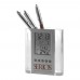 ABS pen holder with clock Carter, black/silver