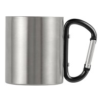 Stainless steel double walled mug Nella, black