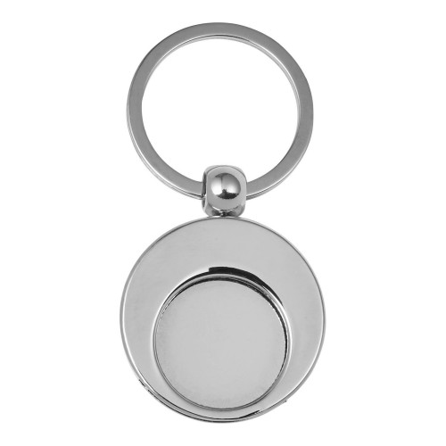 Schlüsselanhänger aus Metall mit Einkaufswagenchip Christie, Silber