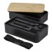 PP dubbele laag lunchbox Maxton, zwart PP dubbele laag lunchbox Maxton, zwart