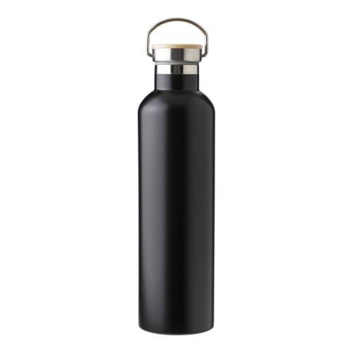 Doppelwandige Flasche aus Edelstahl Damien, Schwarz