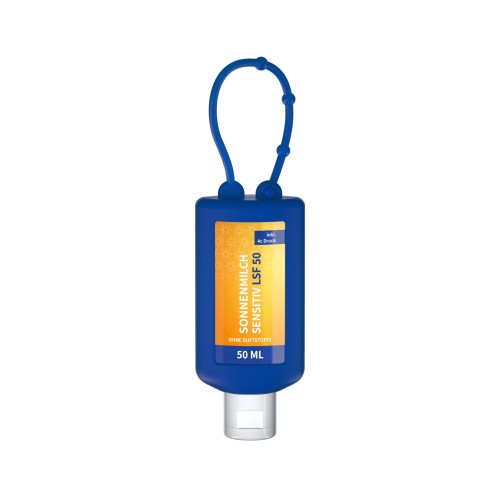 Sonnenmilch LSF 50 (sens.). 50 ml Bumper (blau), Body Label (R-PET)