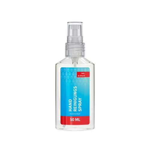 Handreinigungsspray. 50 ml, Body Label (R-PET)