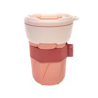 Foldable reusable cup MuC My useful Cup® from up2u. 0.35 l, apricot/white