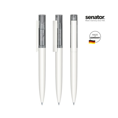 senator Headliner  Clear  Drehkugelschreiber. white, gray cool gray 9