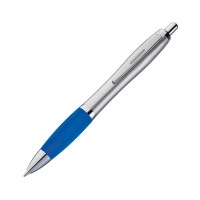 Balpen met rubberen grip, blauw