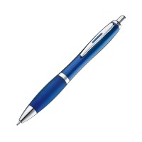Pen met zilveren metalen clip, blauw
