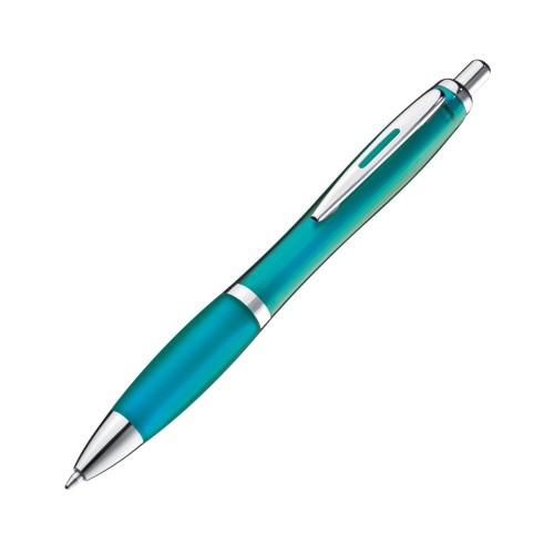 Pen met zilveren metalen clip, turkoois