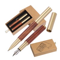 Writing set (brass and wood) SANTIAGO, brown