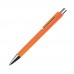Gekleurde kunststof balpen met zilverkleurige applicaties, oranje