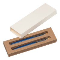 Schrijfset van gerecycled aluminium met een pen en potlood, blauw