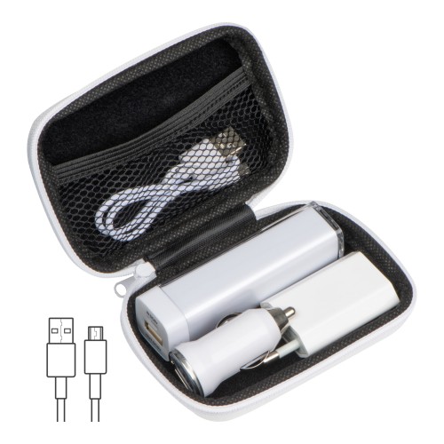 Travel Set Powerbank. EU-Stecker und USB Ladegerät JUSTIN, weiss Travel Set Powerbank. EU-Stecker und USB Ladegerät JUSTIN, weiss