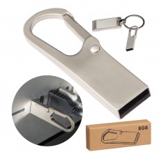 USB stick met karabijnhaak 8GB, grijs