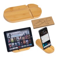 Tablet- und Smartphonehalter aus Bambus HAILEY, beige