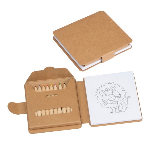 Kleurboek met 12 kleurpotloden, beige
