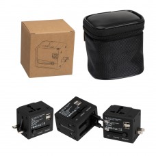 Rubberized travel adapter TADDEO, black
