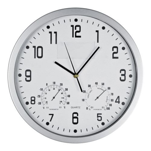 Wandklok met thermometer en hygrometer, wit
