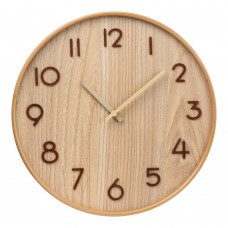 Klok van hout - Analoog, beige
