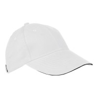 6-panel sandwich katoenen baseballcap, wit
