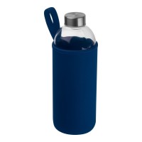 Drinkfles met neopreensleeve en inhoud van 1 liter, donkerblauw