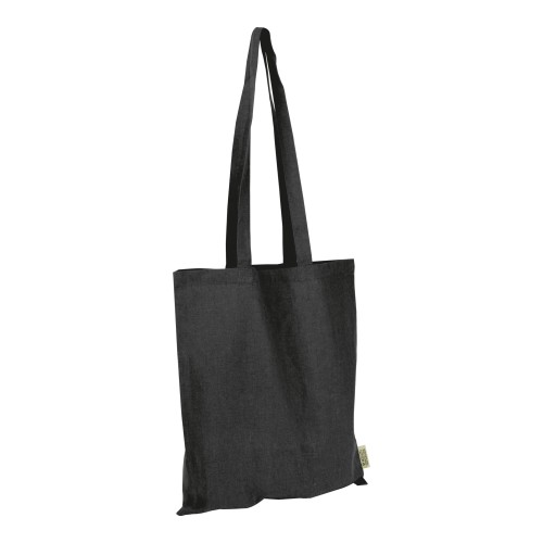 Katoenen tas met lange hengels / gerecycled katoen en RPET, zwart