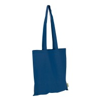 Katoenen tas met lange hengels / gerecycled katoen en RPET, donkerblauw
