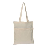 Cotton bag with closable front pocket NORBERT, white