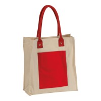 Canvas boodschappentas met lange hengsels, rood